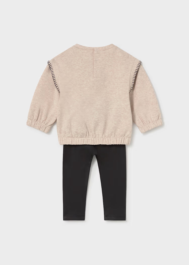 Conjunto sudadera leggings negro bebé niña