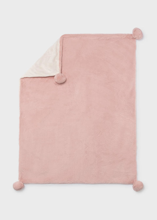 Manta con pompón rosa recién nacida