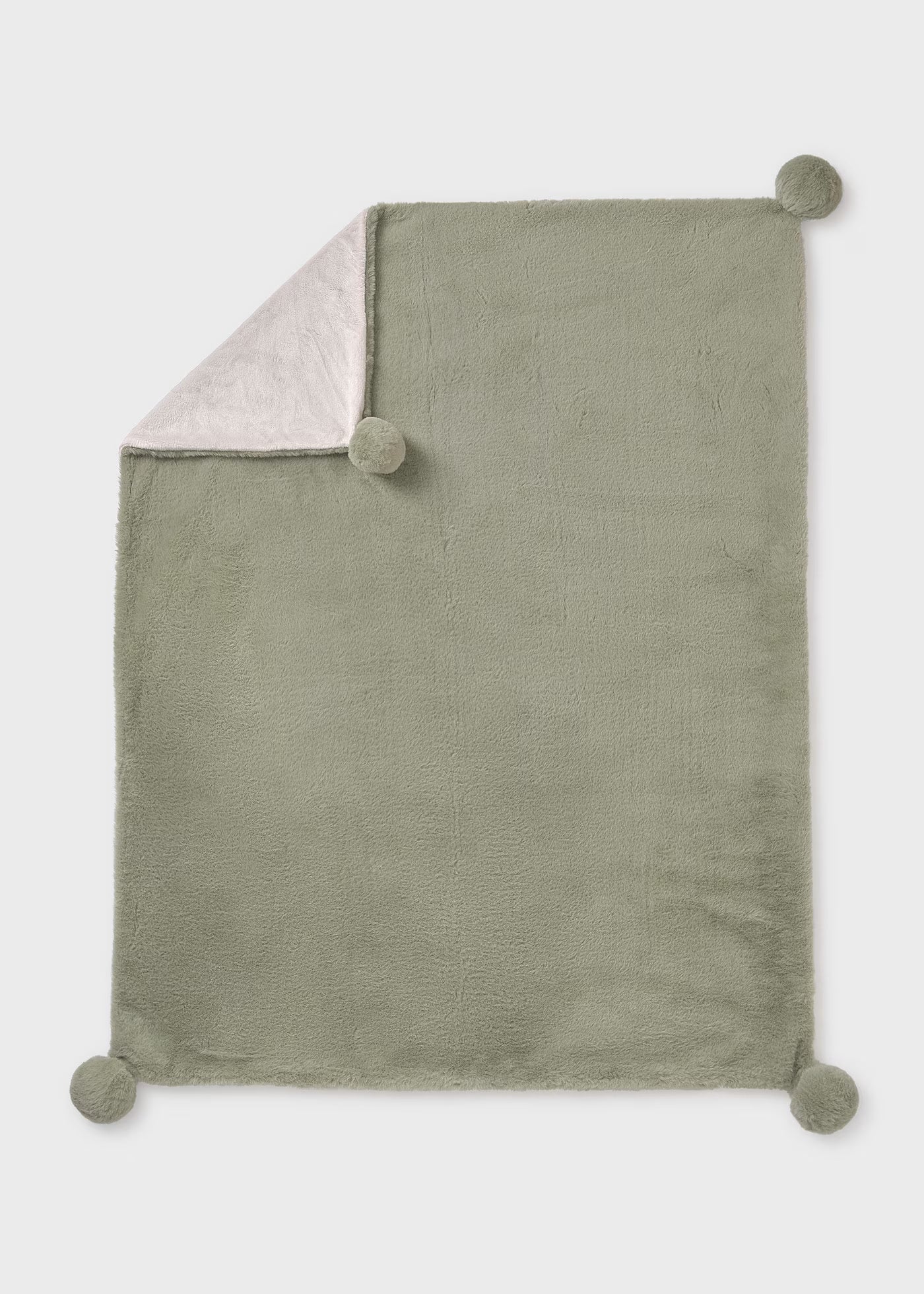 Manta pelo pompones verde recién nacid@