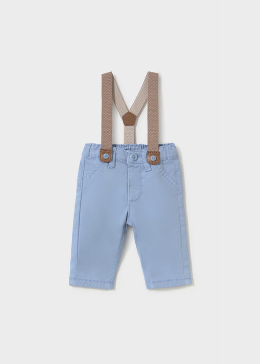 Pantalón azul con tirantes recién nacido