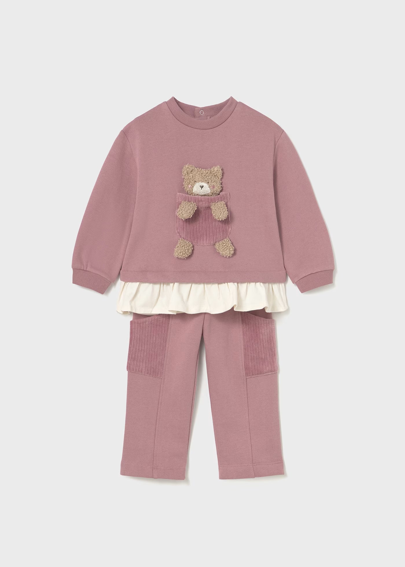 Conjunto de pants rosa osito bebé niña