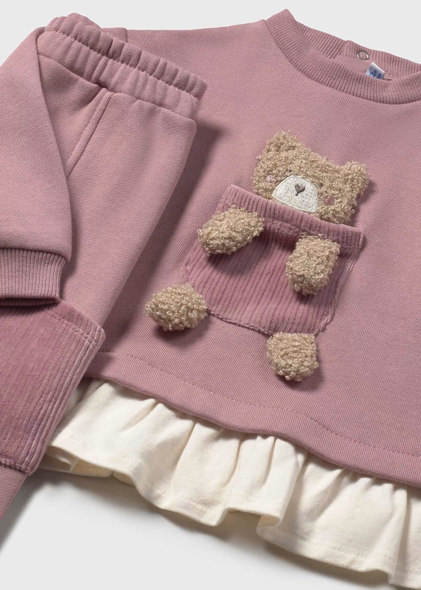 Conjunto de pants rosa osito bebé niña