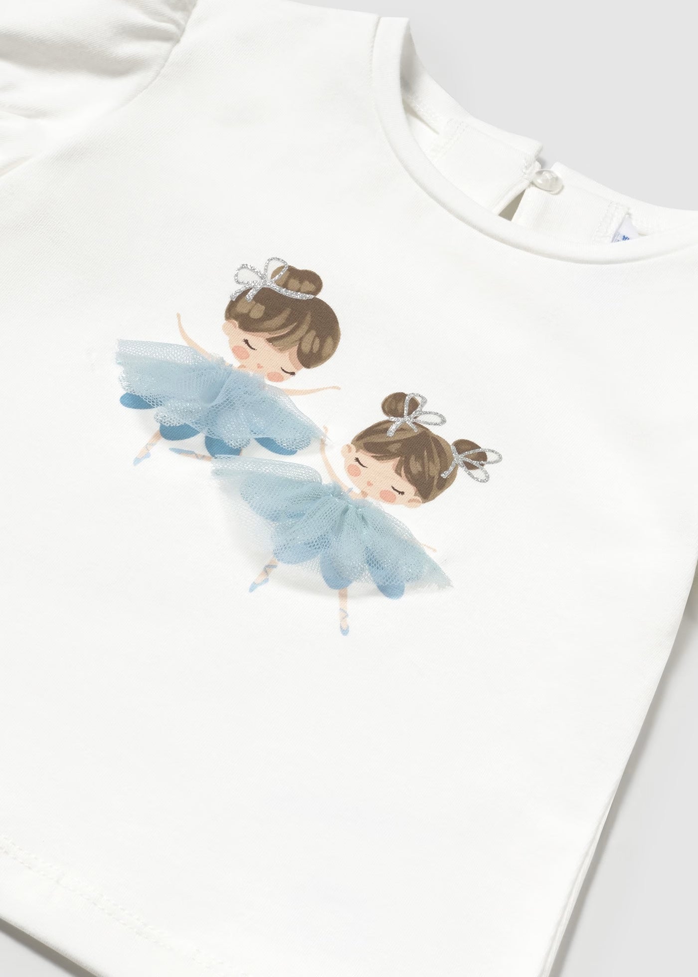 Conjunto blusa con falda tul azul bebé niña