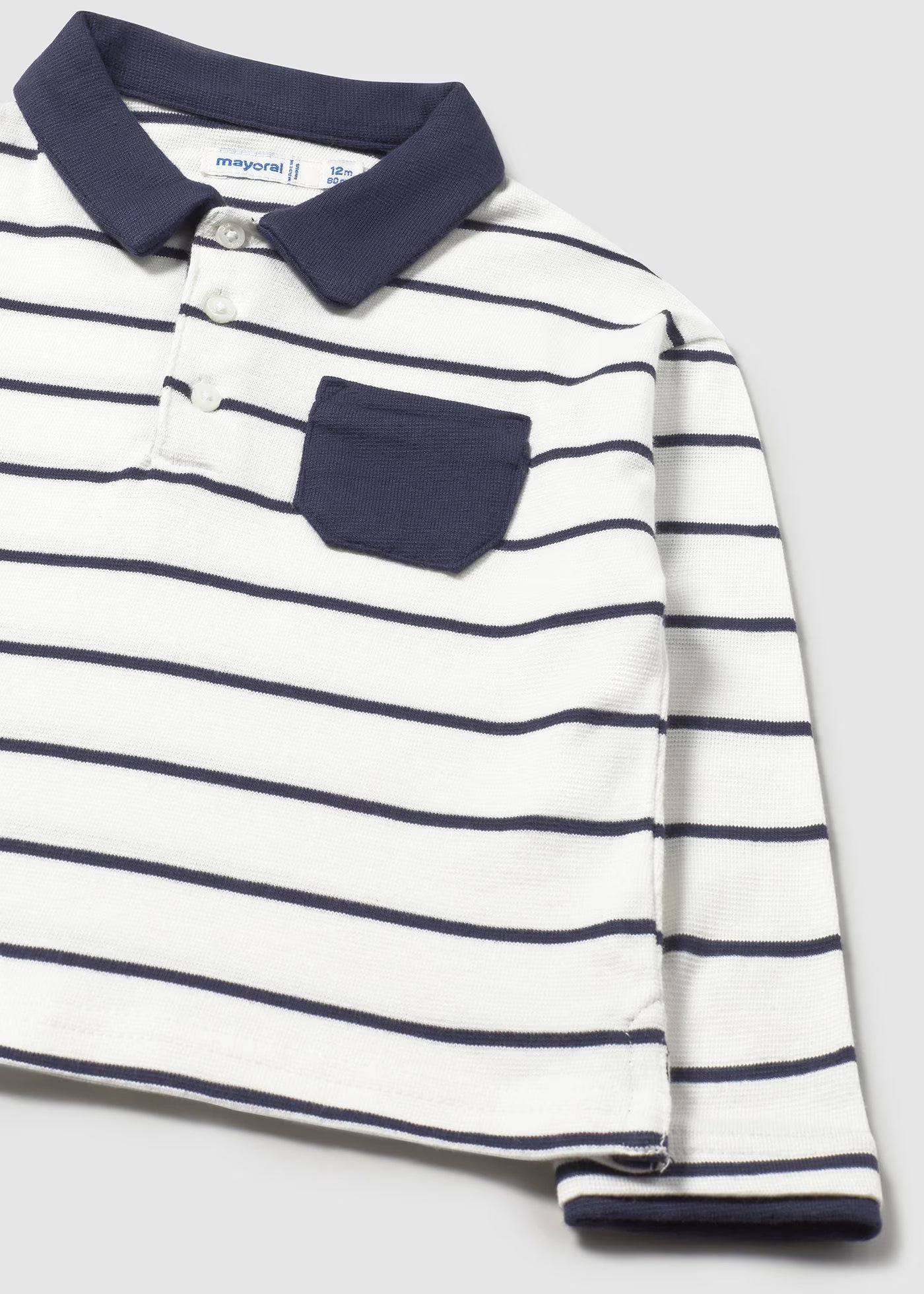 Polo contraste rayas azules bebé niño