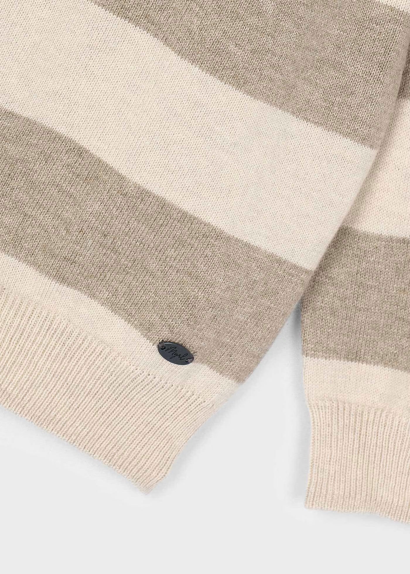 Polo tricot rayas beige mini niño