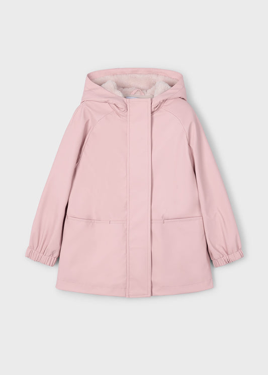 Impermeable afelpado rosa mini niña