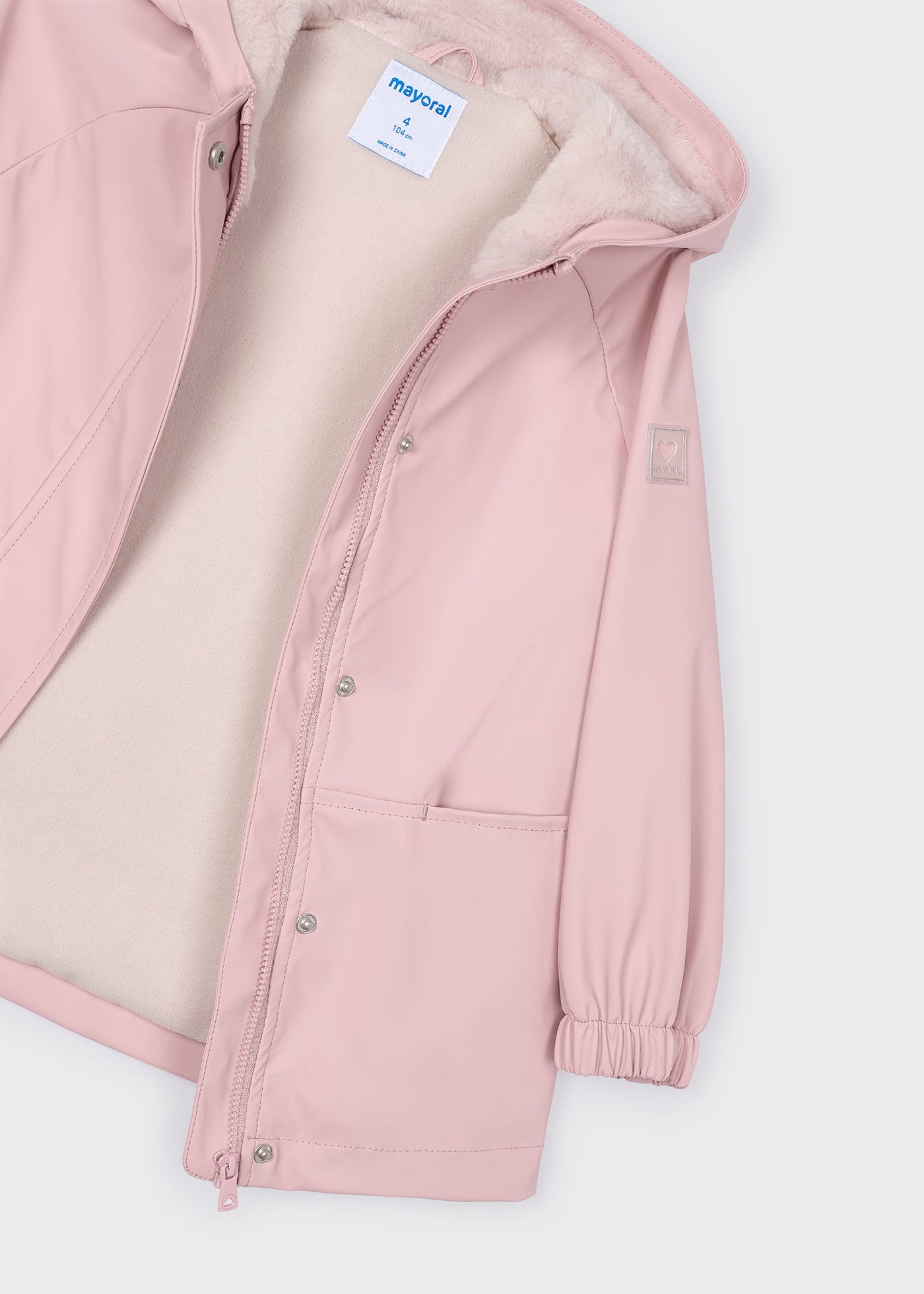 Impermeable afelpado rosa mini niña