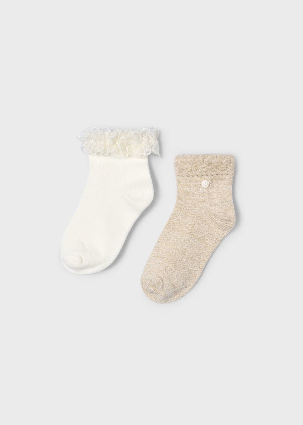 Set 2 calcetines champagne para mini niña