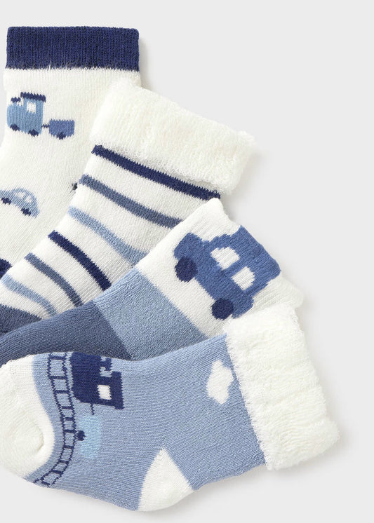 Set 4 calcetines azules recién nacido
