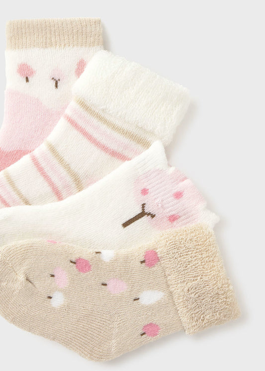 Set 4 calcetines rosa recién nacida