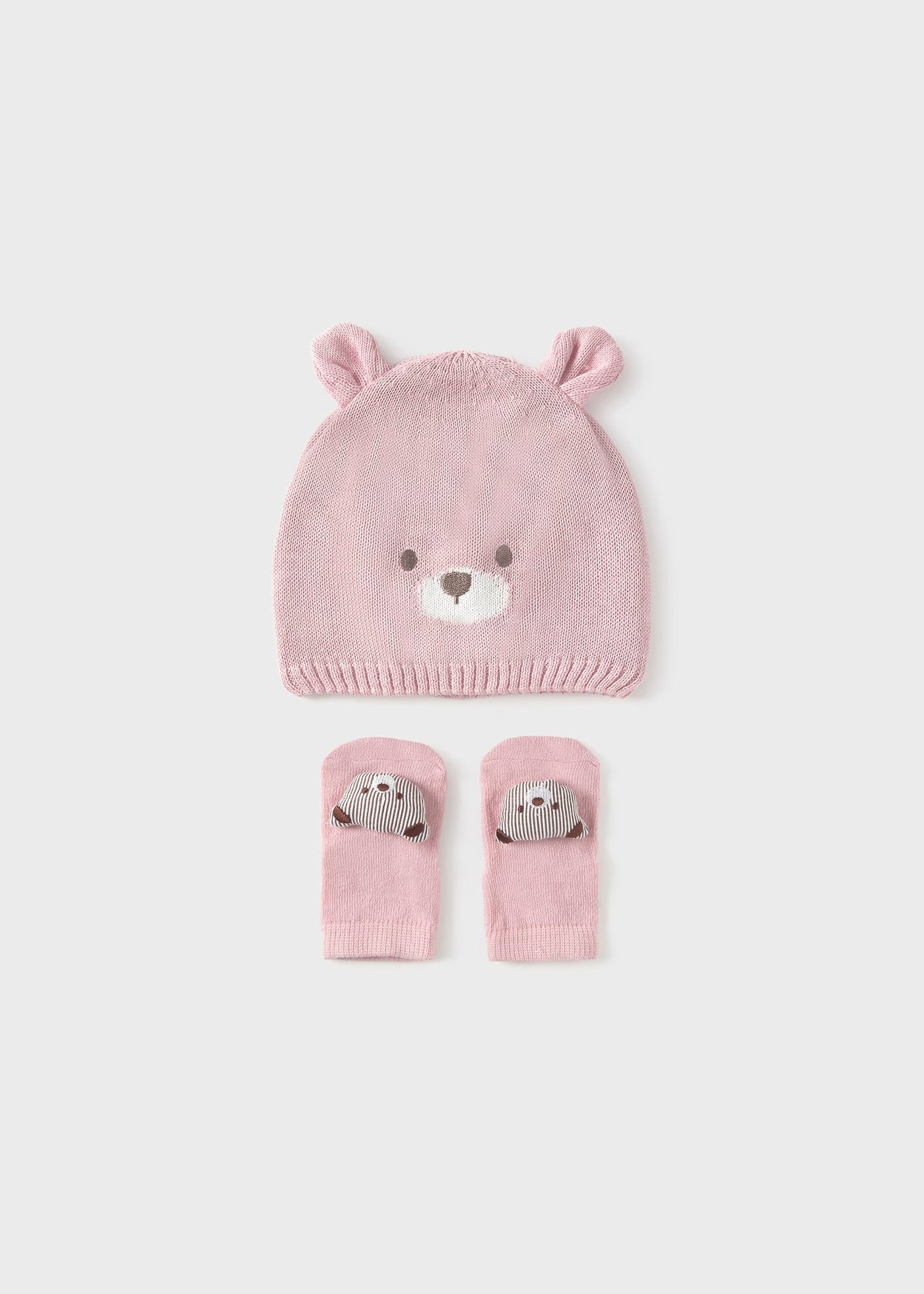 Set gorro y calcetines rosa recién nacida