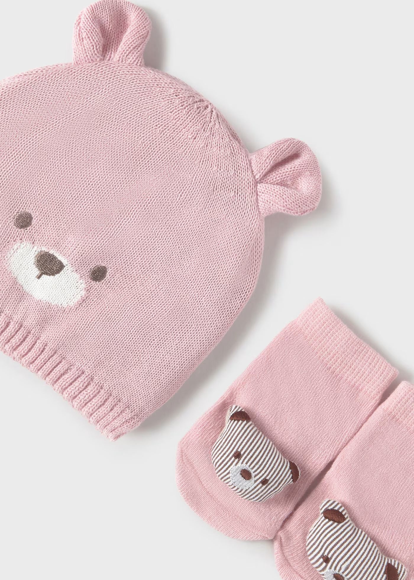 Set gorro y calcetines rosa recién nacida