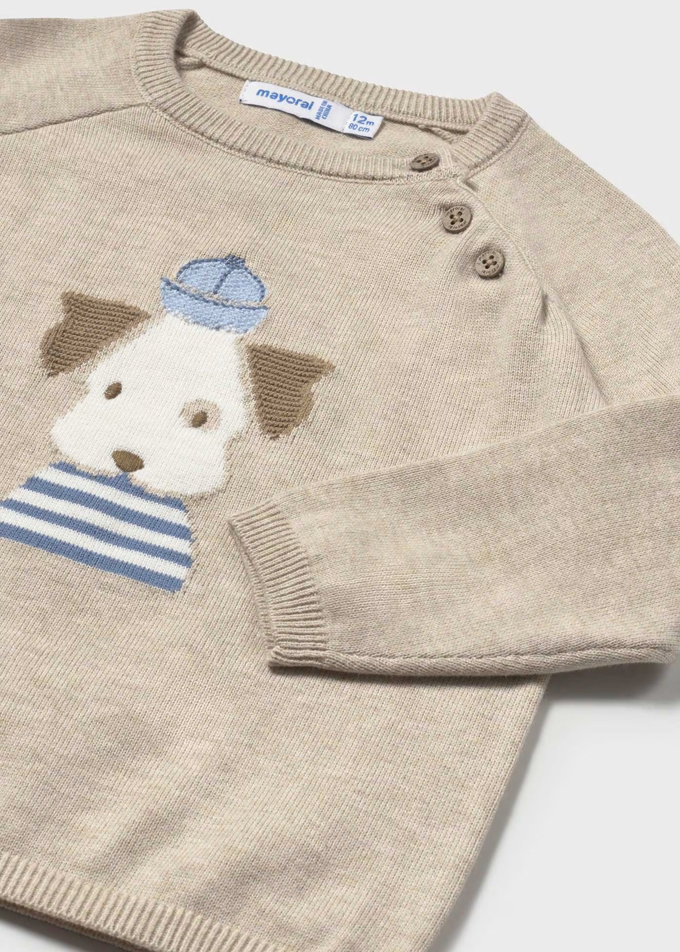 Suéter beige perrito para bebé niño