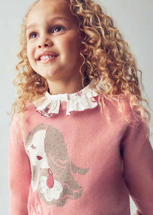 Suéter jacquard rosa mini niña
