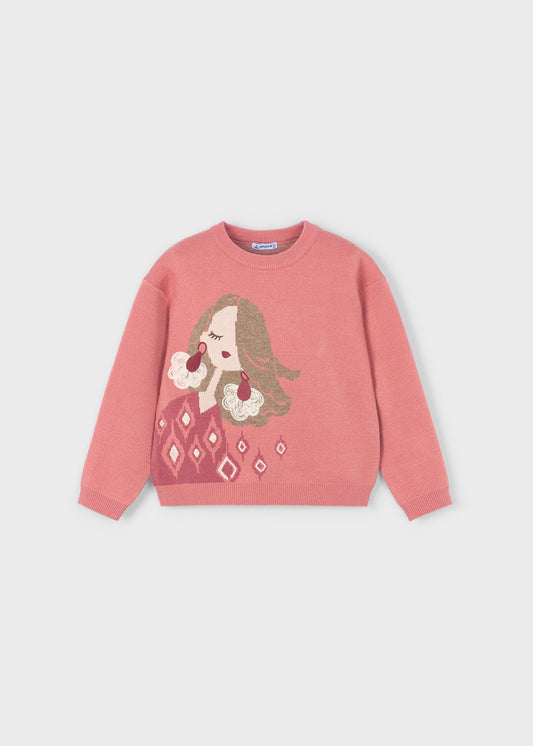 Suéter jacquard rosa mini niña