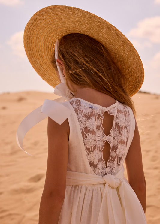 Vestido blanco ceremonia encaje mini niña