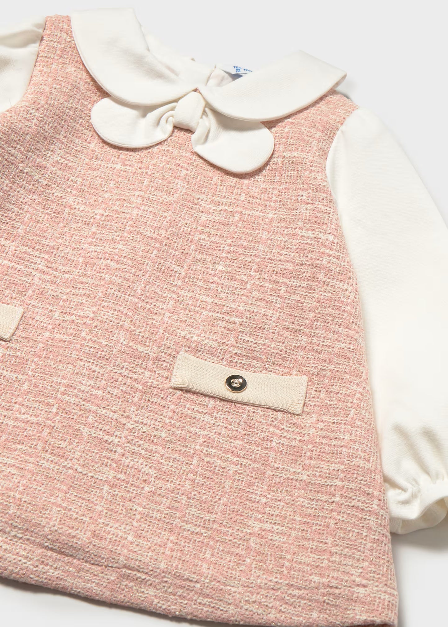 Vestido rosa tweed bebé niña