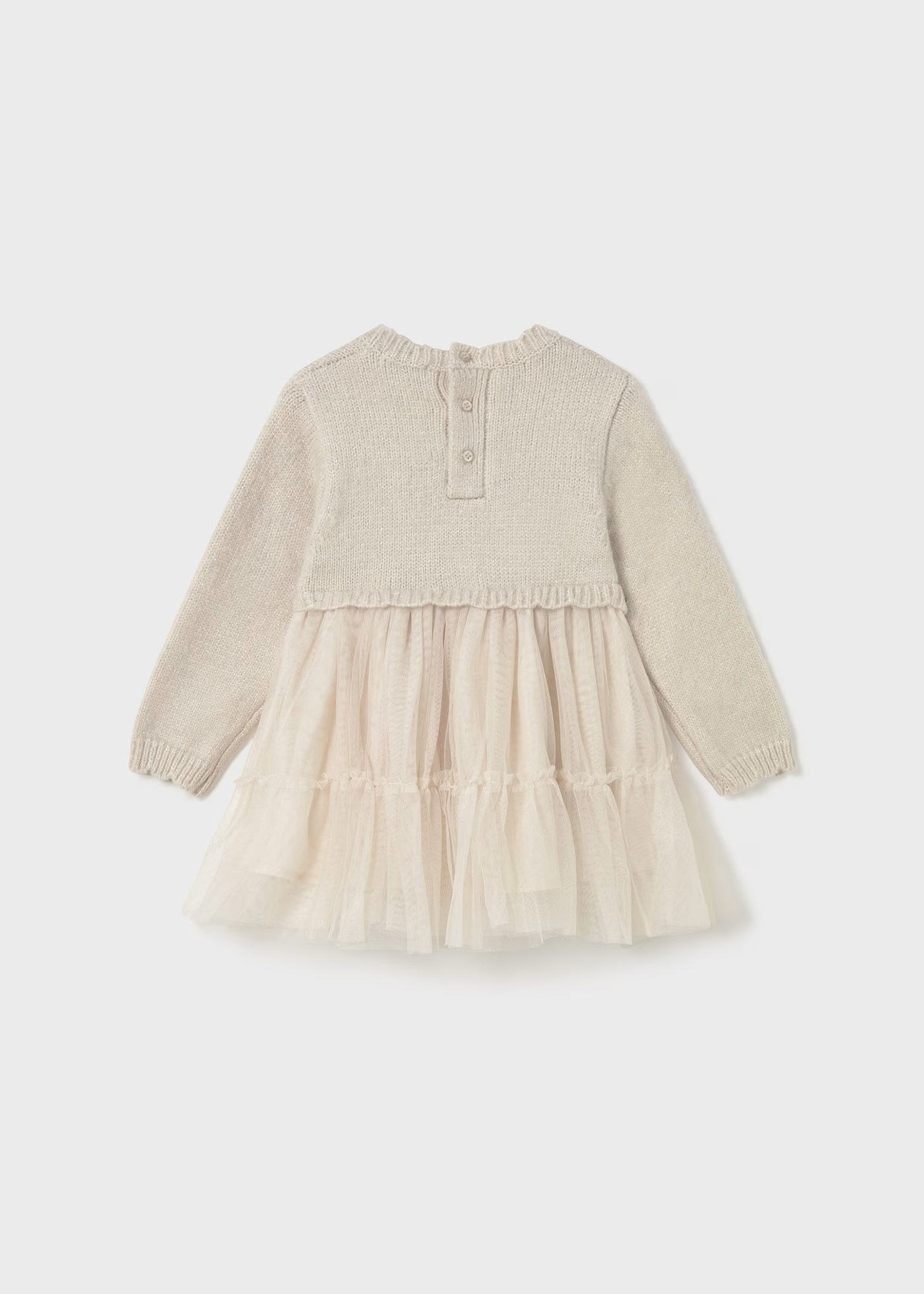 Vestido combinado tricot beige bebé niña