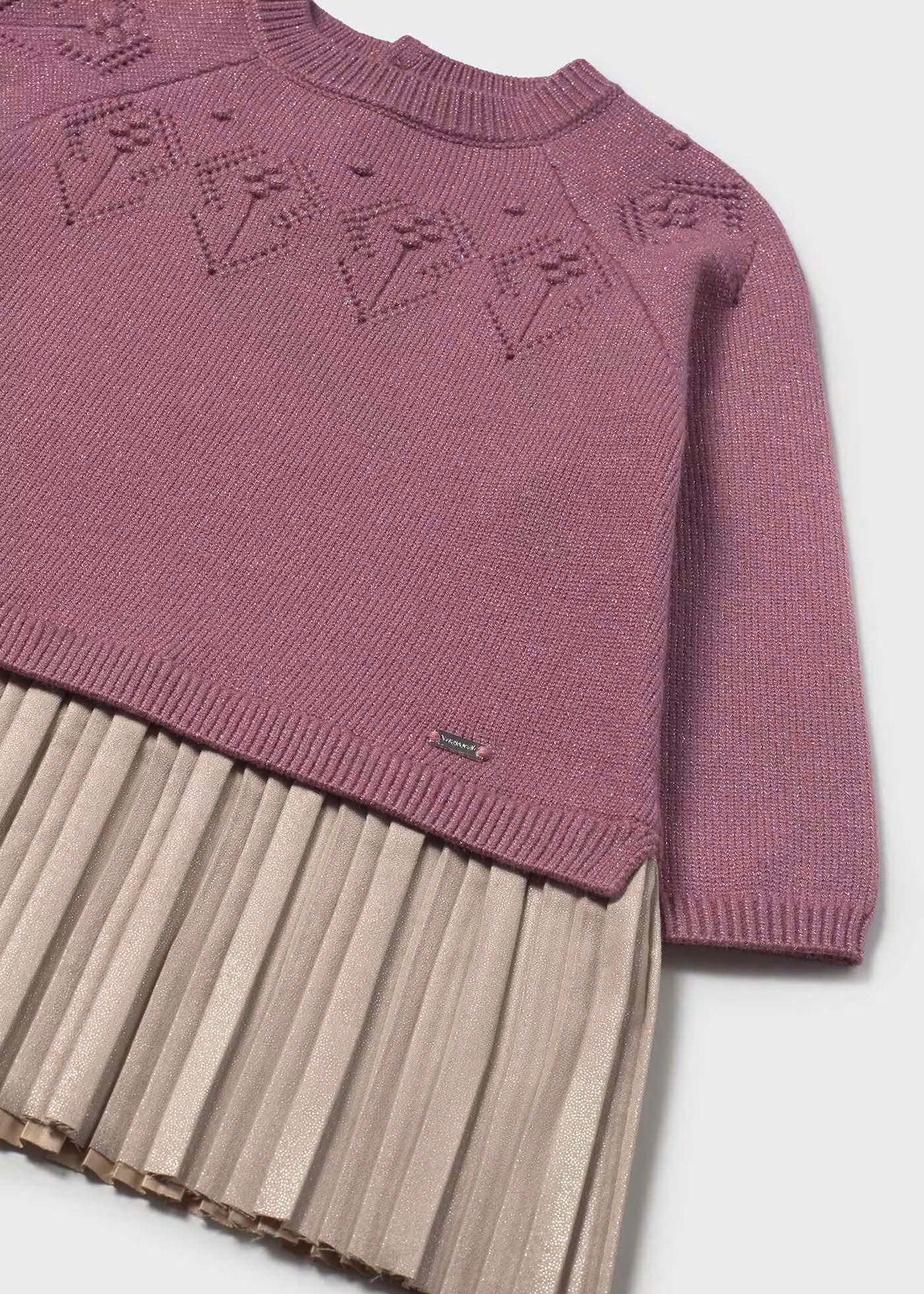 Vestido combinado tricot rosa bebé niña