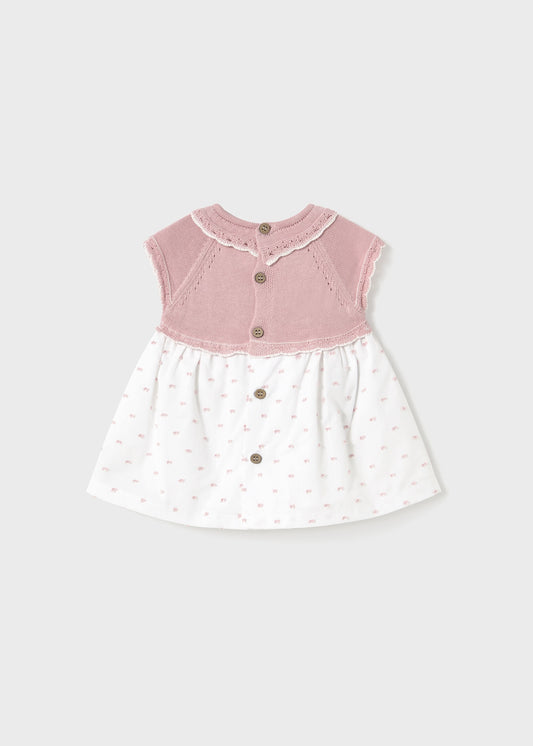 Vestido combinado rosa recién nacida