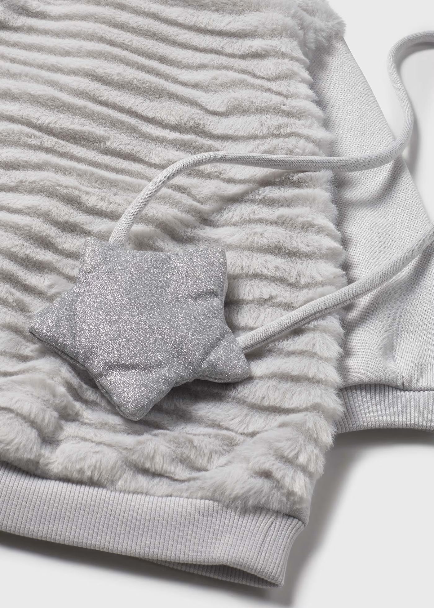 Vestido pelo gris con bolsa bebé niña