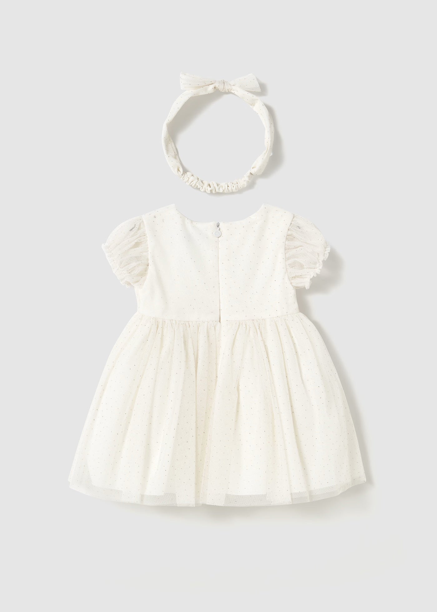 Vestido crudo tul con diadema bebé niña