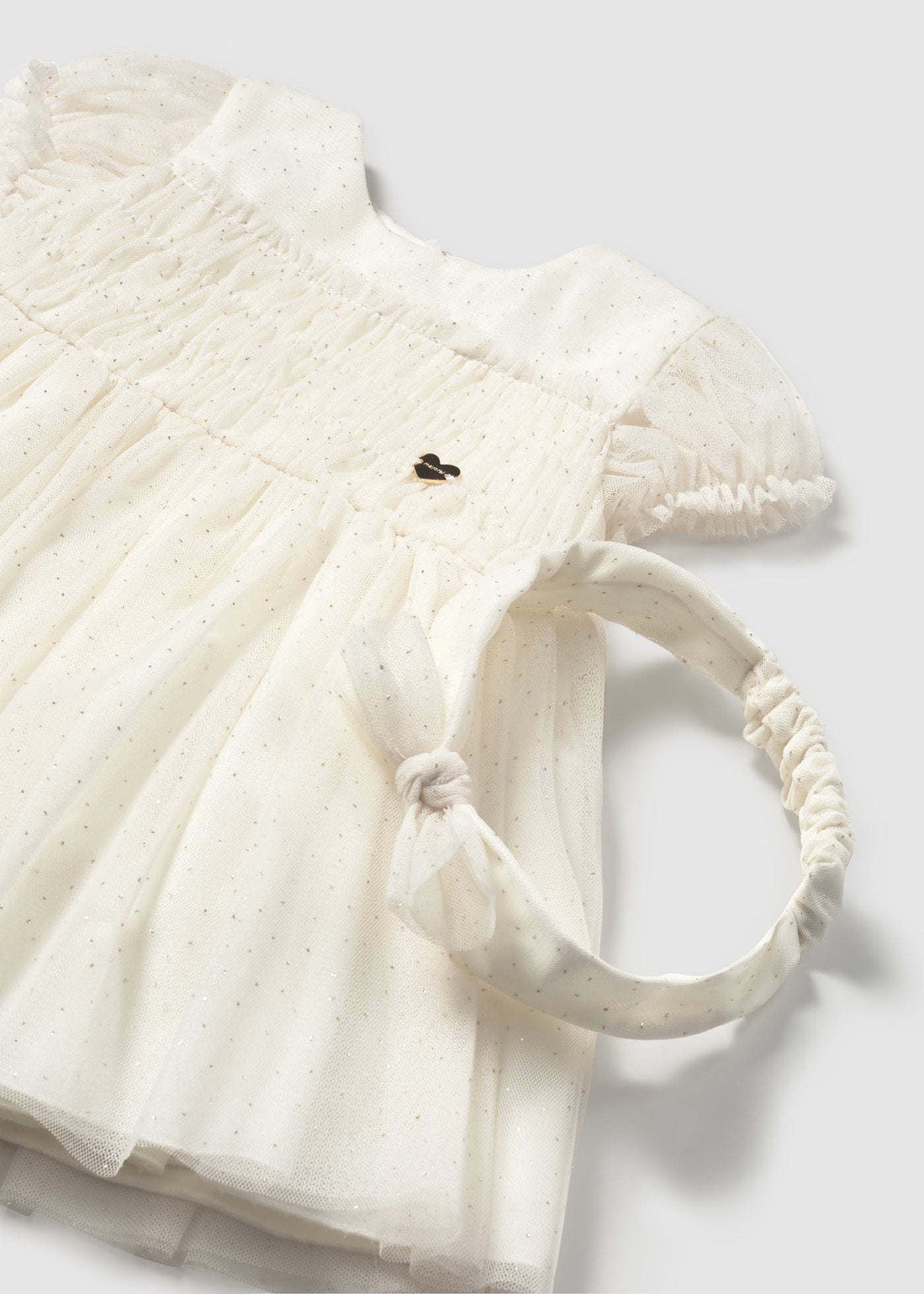 Vestido crudo tul con diadema bebé niña