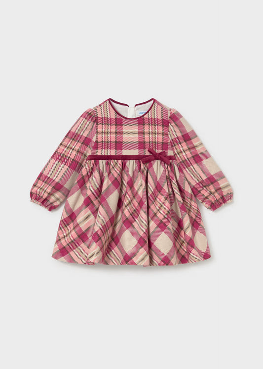 Vestido rosa cuadros bebé niña