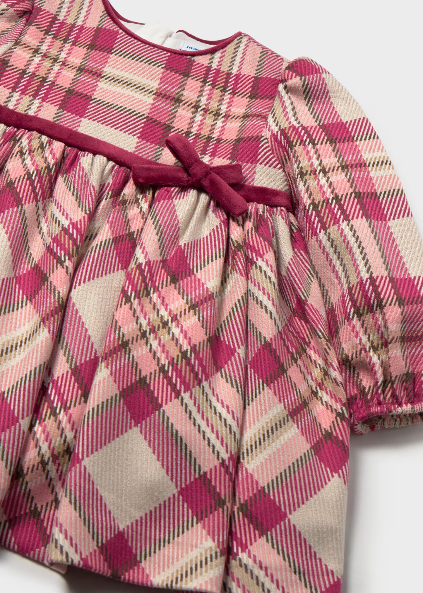 Vestido rosa cuadros bebé niña