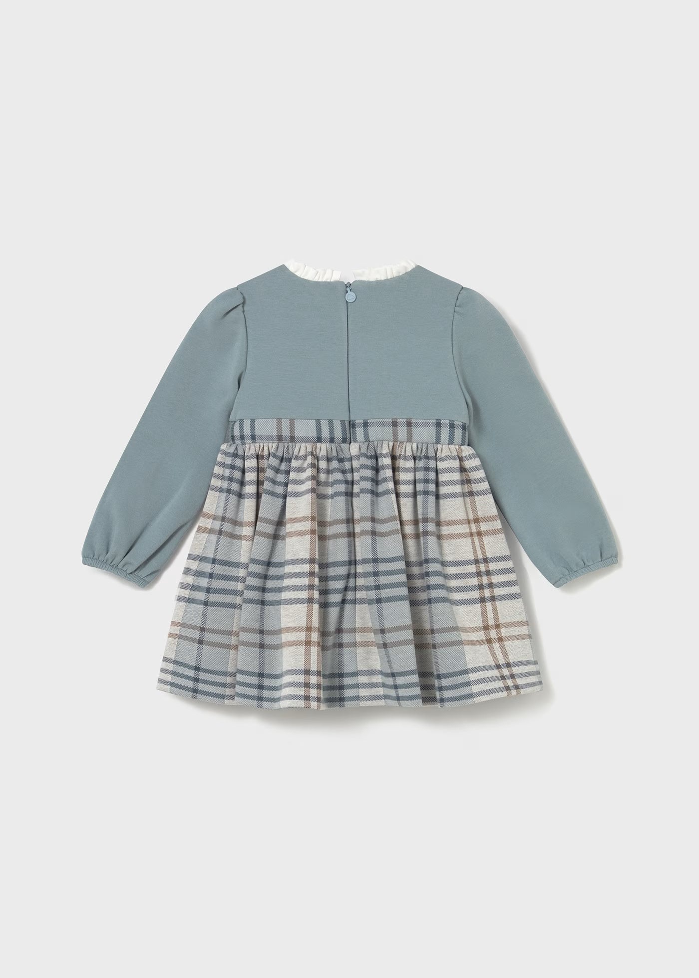 Vestido cuadros combinado azul bebé niña
