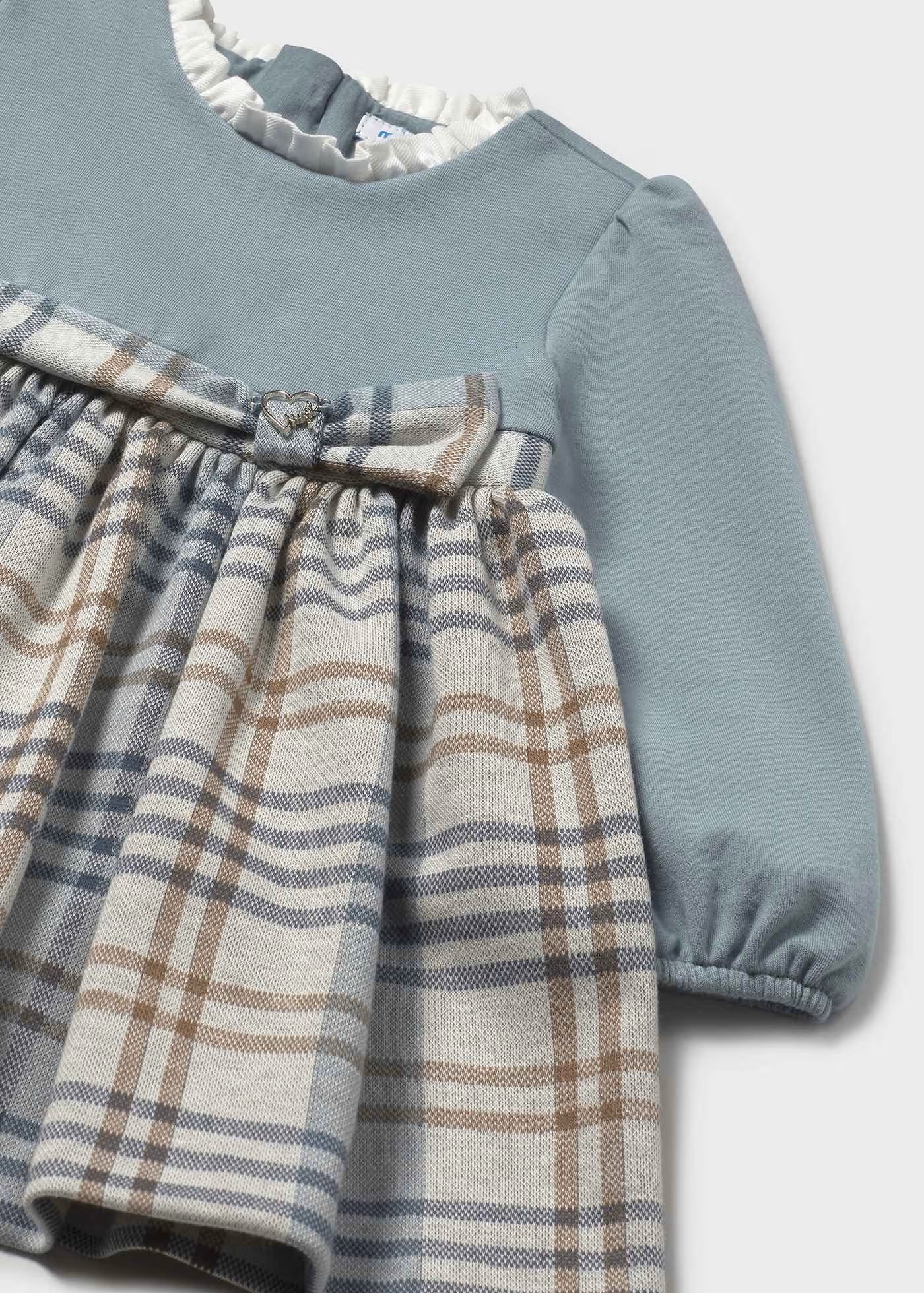 Vestido cuadros combinado azul bebé niña
