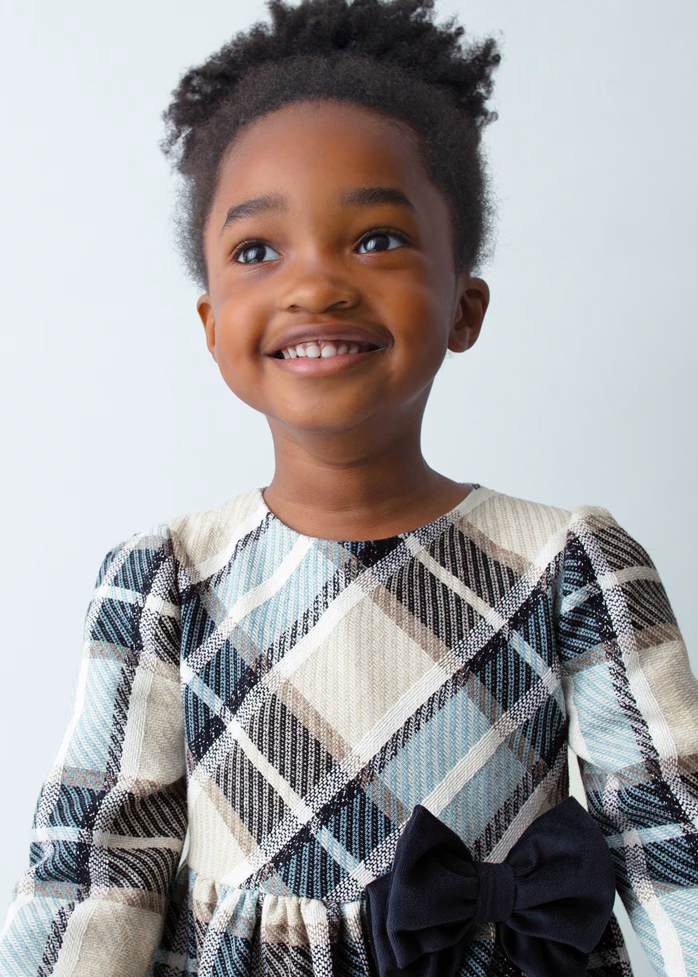 Vestido cuadros terciopelo azul mini niña