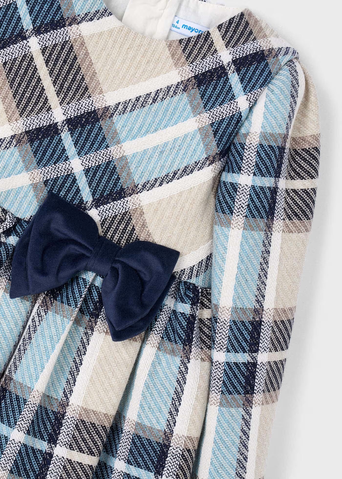Vestido cuadros terciopelo azul mini niña