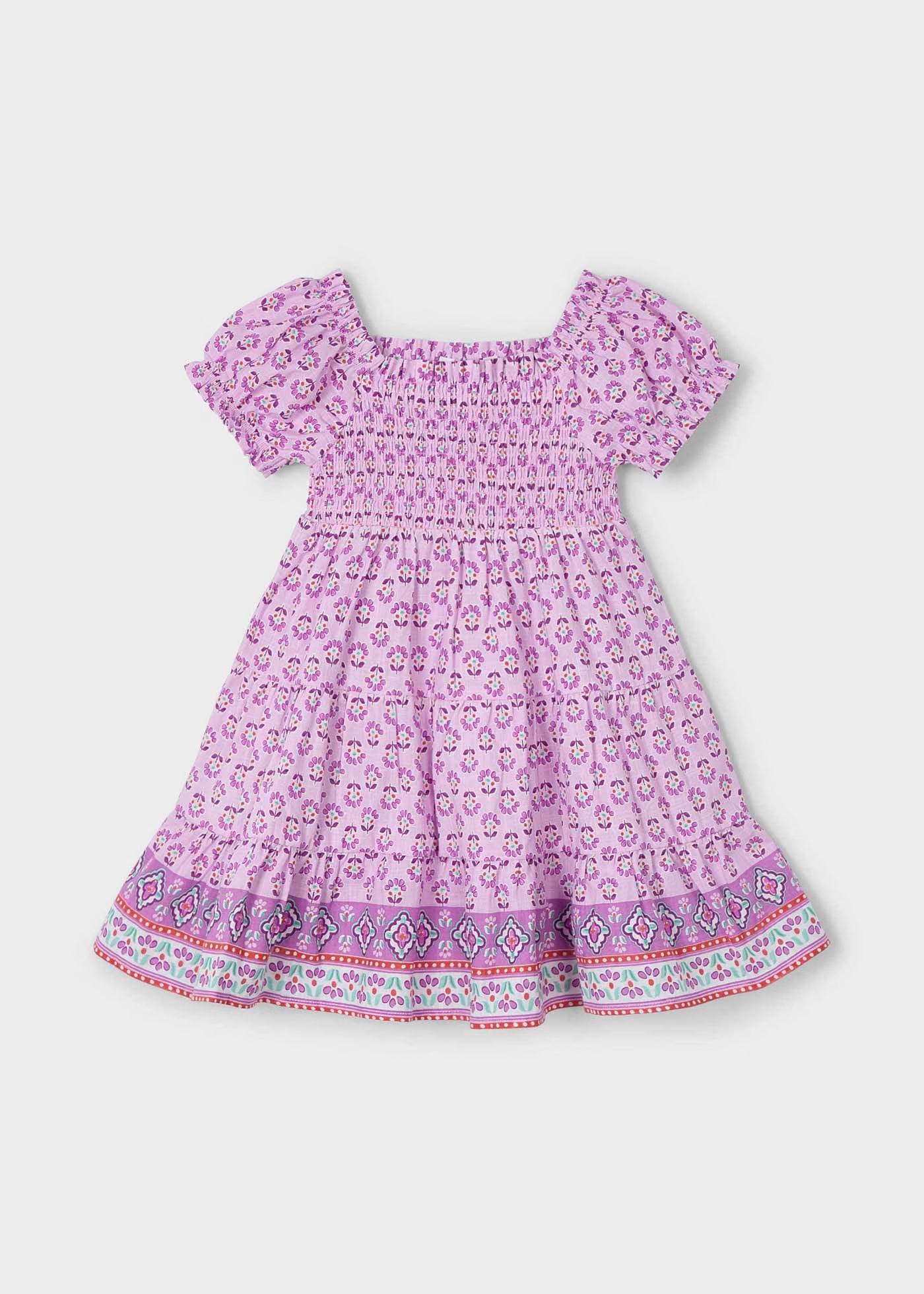 Vestido nido de abeja rosa mini niña