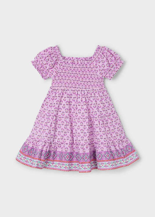 Vestido nido de abeja rosa mini niña
