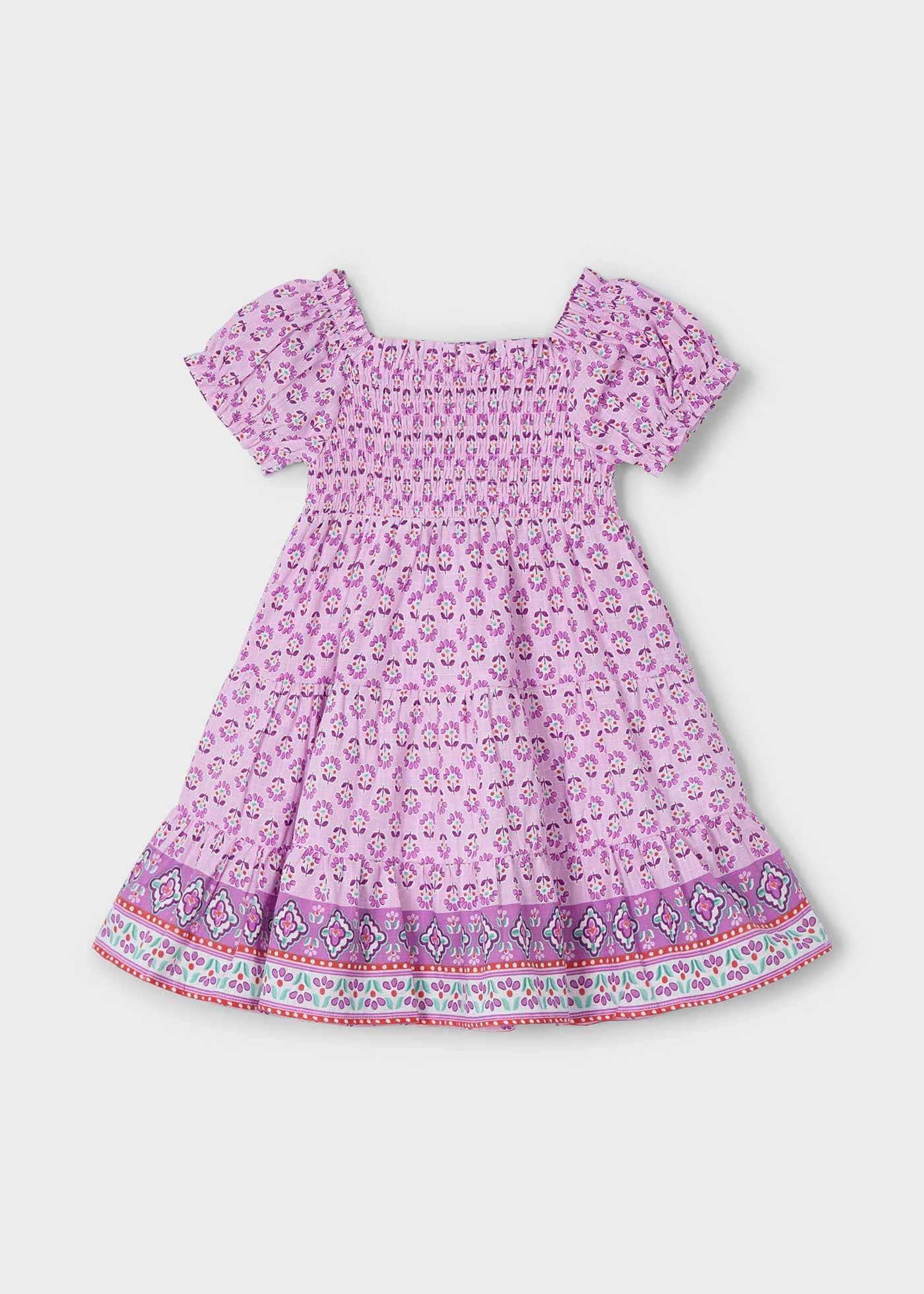 Vestido nido de abeja rosa mini niña