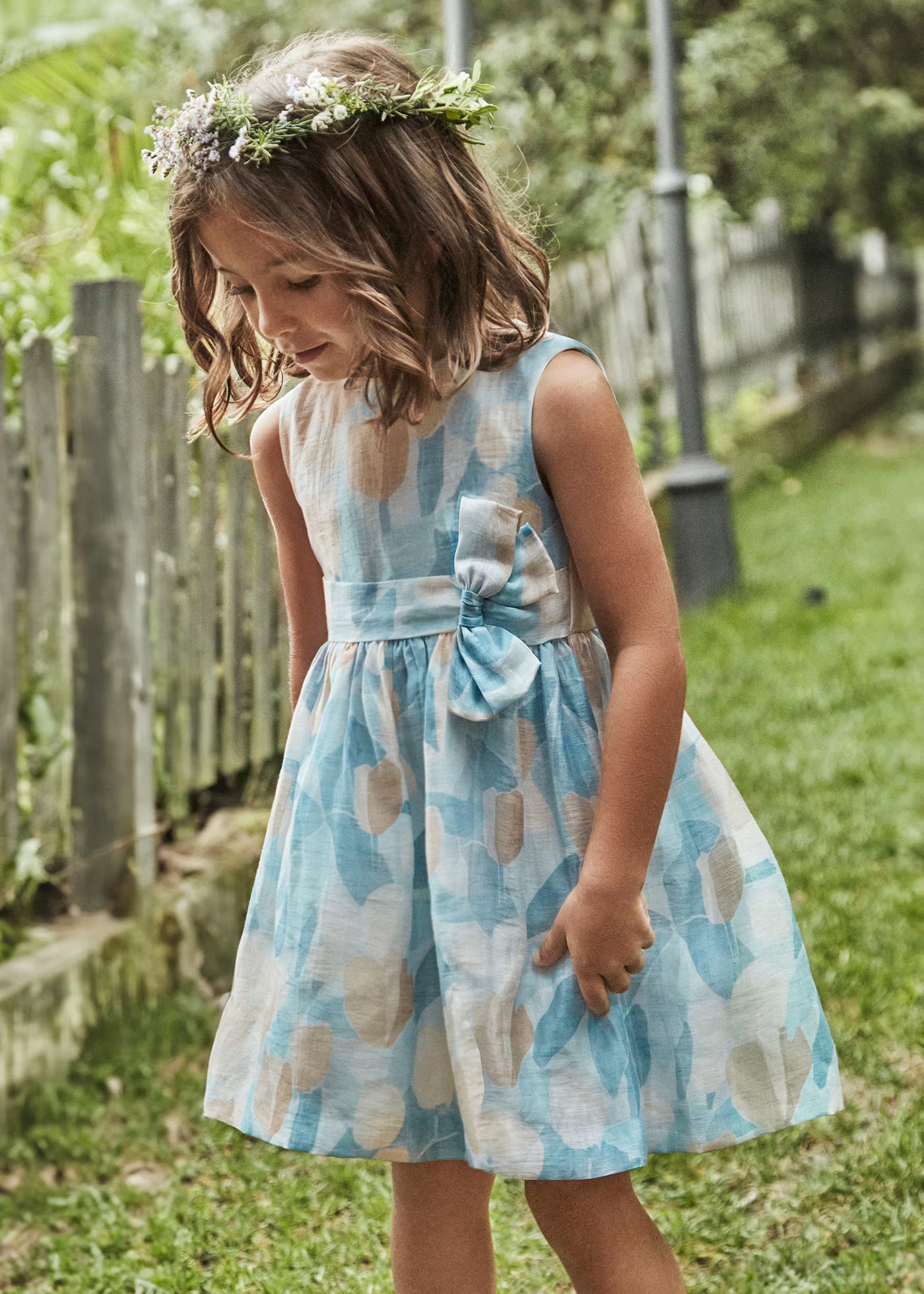 Vestido estampado azul cielo mini niña