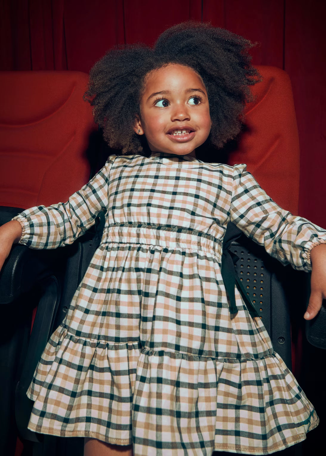 Vestido cuadros con moño mini niña