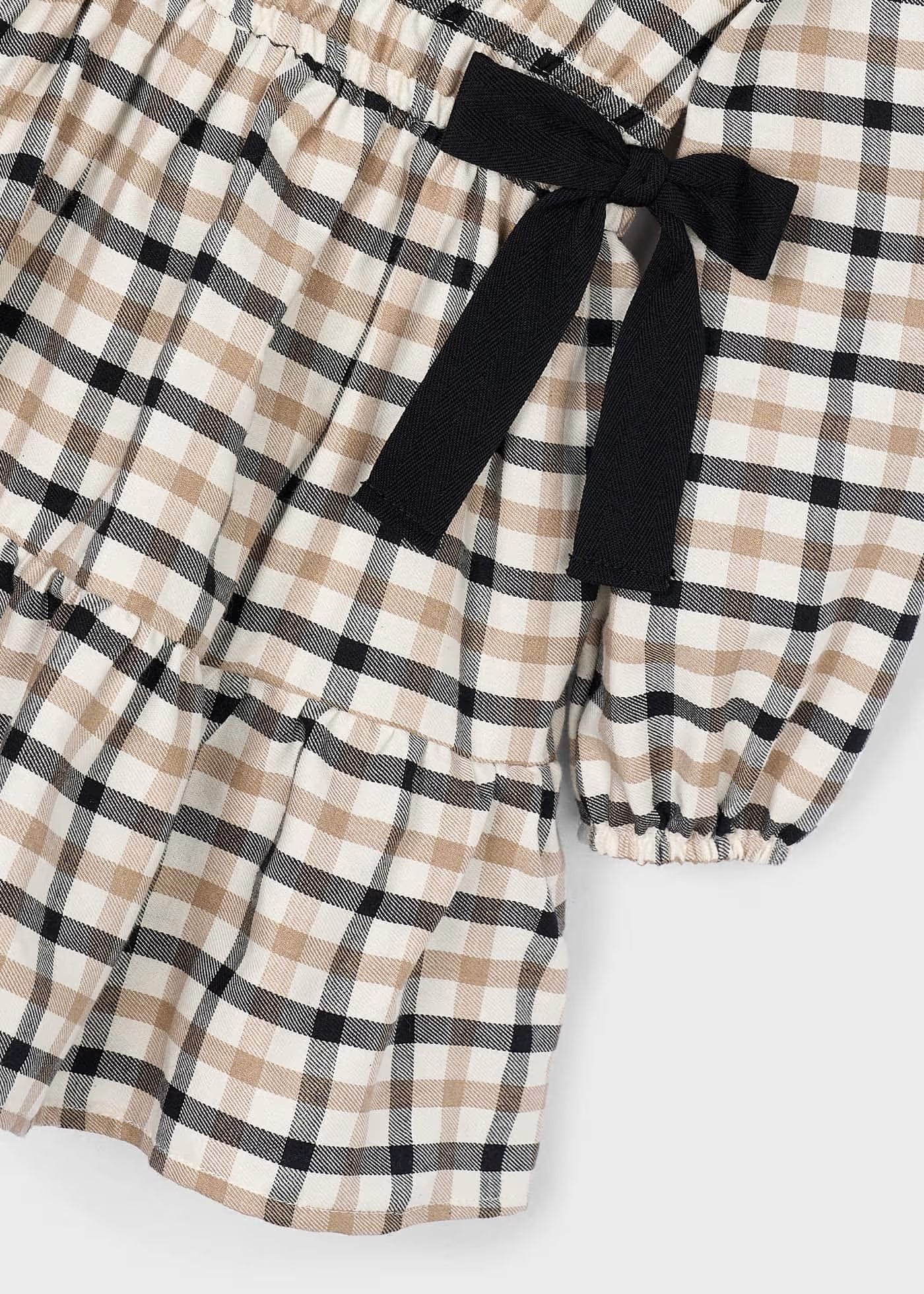 Vestido cuadros con moño mini niña