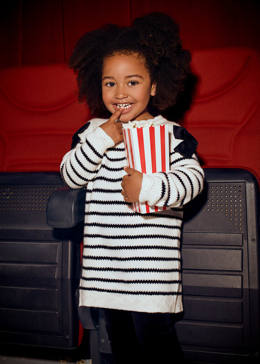 Vestido rayas con moños mini niña