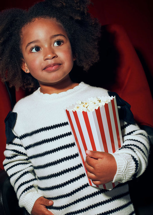 Vestido rayas con moños mini niña