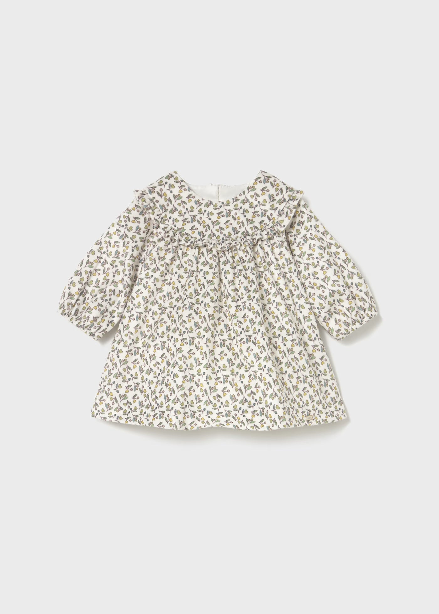 Vestido terciopelo estampado aceituna recién nacida