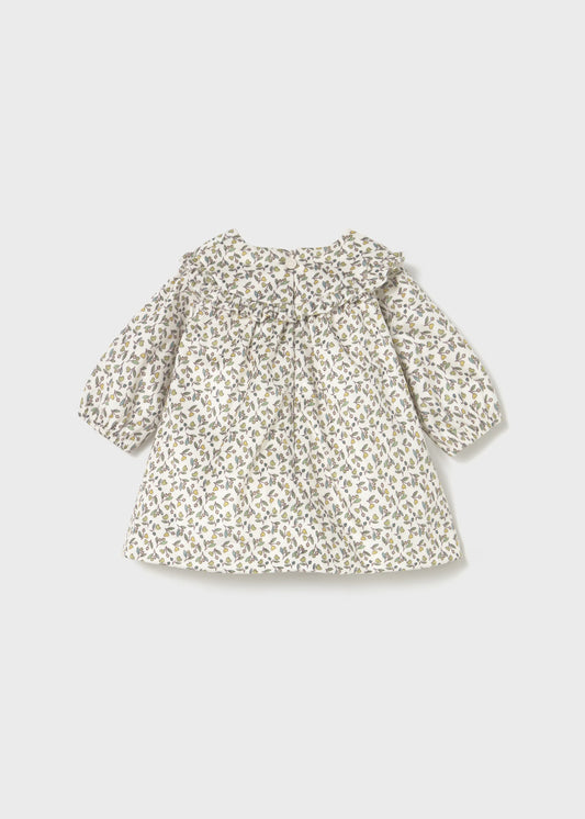 Vestido terciopelo estampado aceituna recién nacida