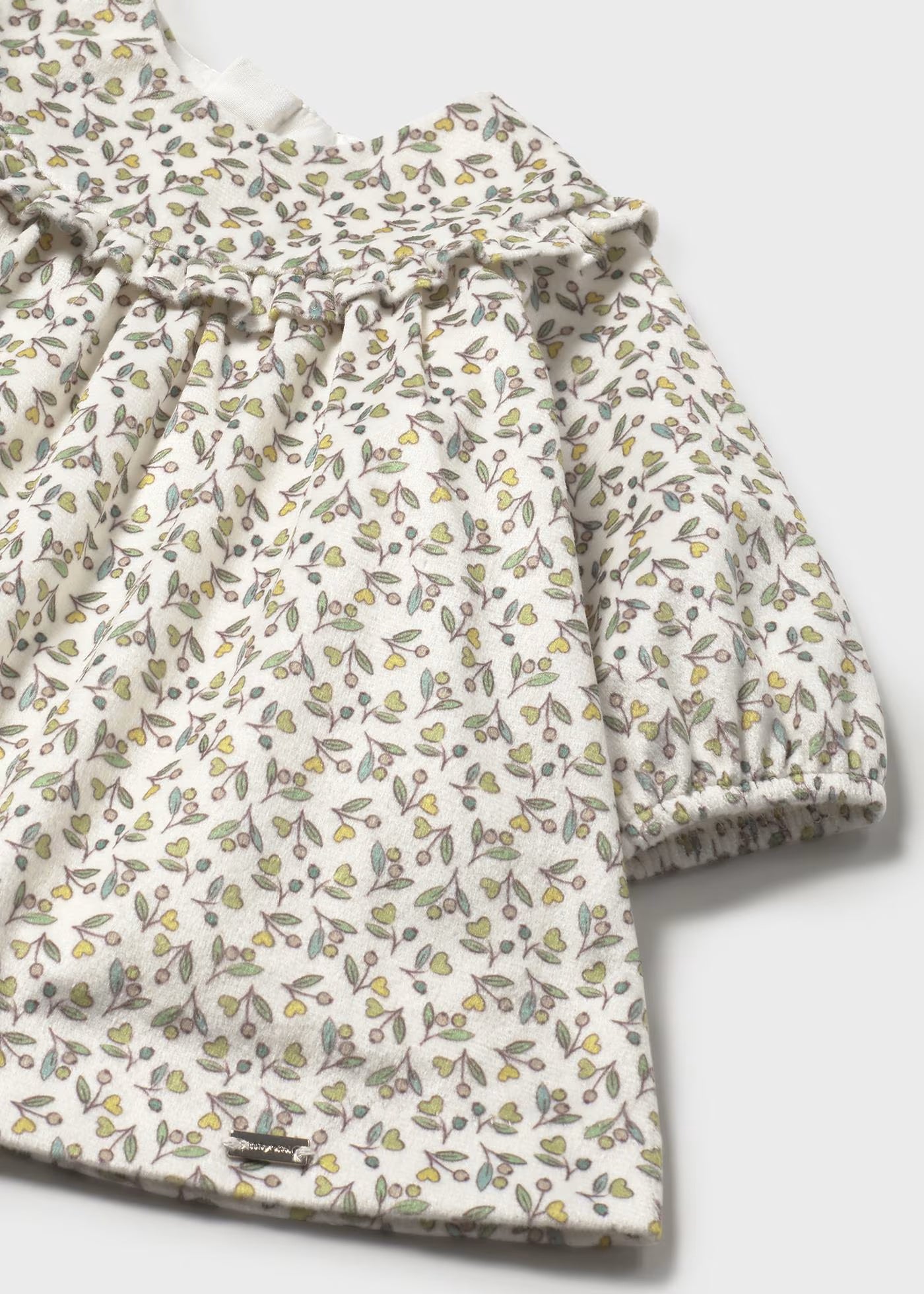 Vestido terciopelo estampado aceituna recién nacida