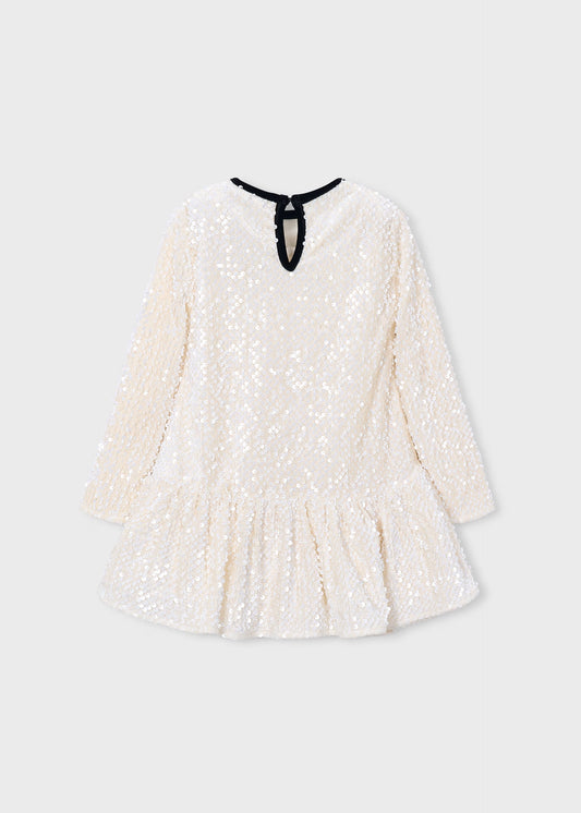 Vestido terciopelo lentejuelas moño mini niña