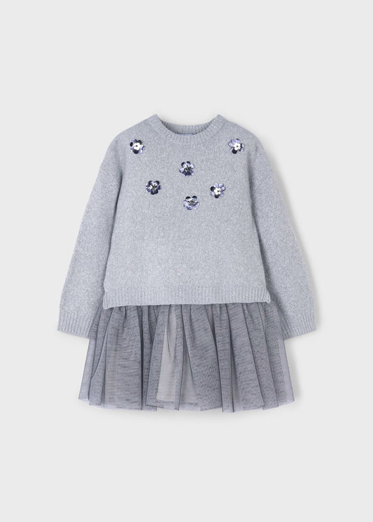 Vestido tricot combinado mini niña