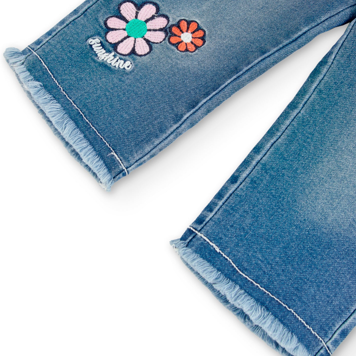 Pantalón mezclilla flores mini niña