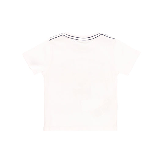 Playera blanca estampada mini niño
