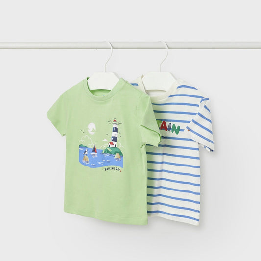 Set 2 playeras manga corta de algodón sostenible para bebé niño