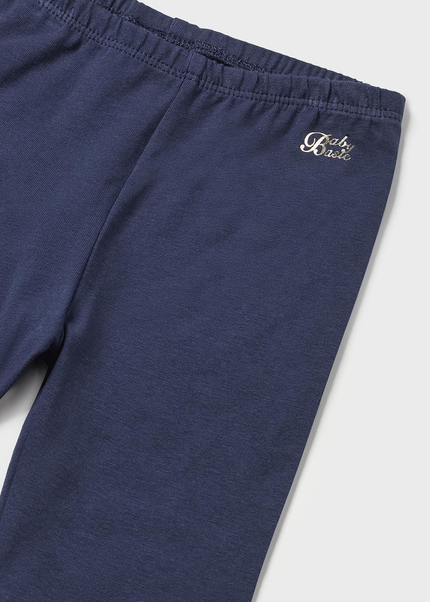 Legging largo azul marino de algodón sostenible para bebé niña